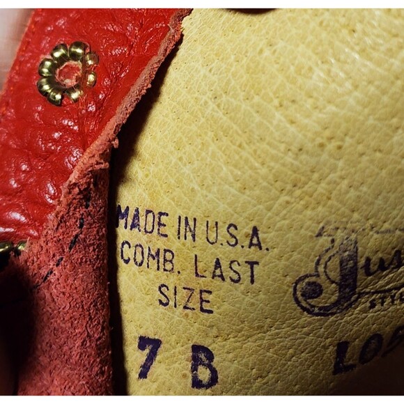 Justin Roper Kiltie Boots Red Vintage Size 7B Pebbled Leather - Picture 8 of 9